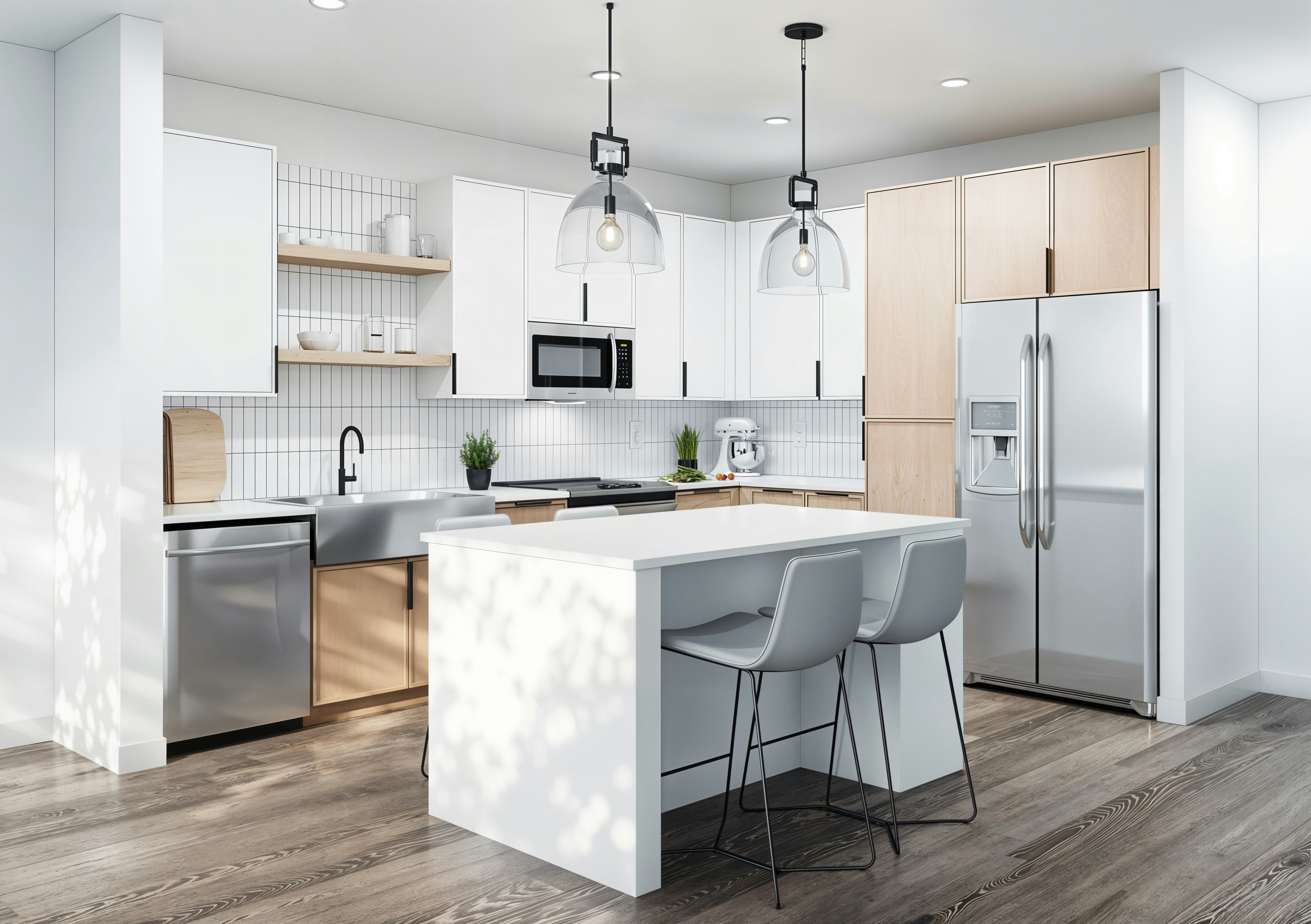 Refined interior with architectural lighting and layered materials